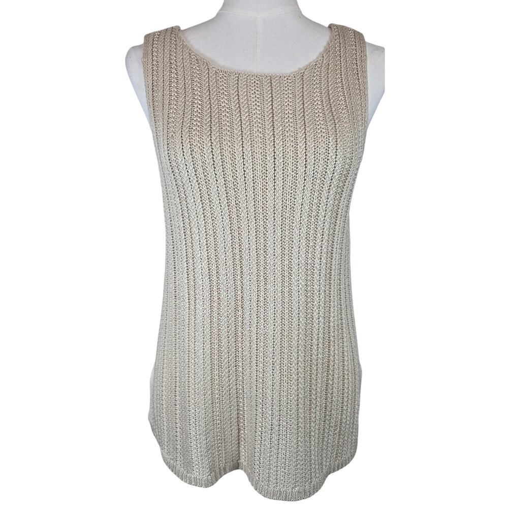Beige Open-Knit Tank w/Side Slit by Marled Reunited Clothing